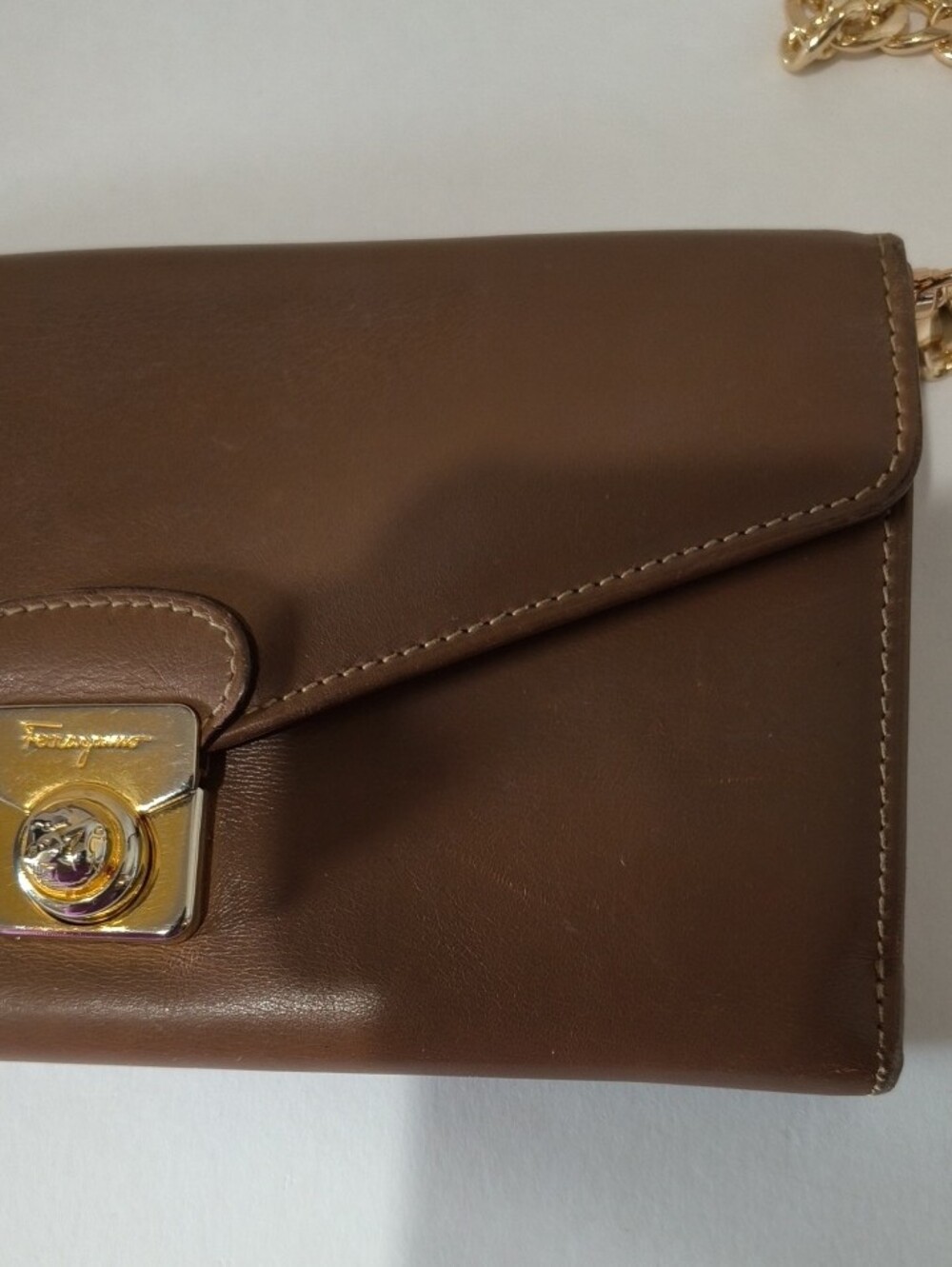 Ferragamo Brown Leather Envelope Wallet - Picture 14 of 15